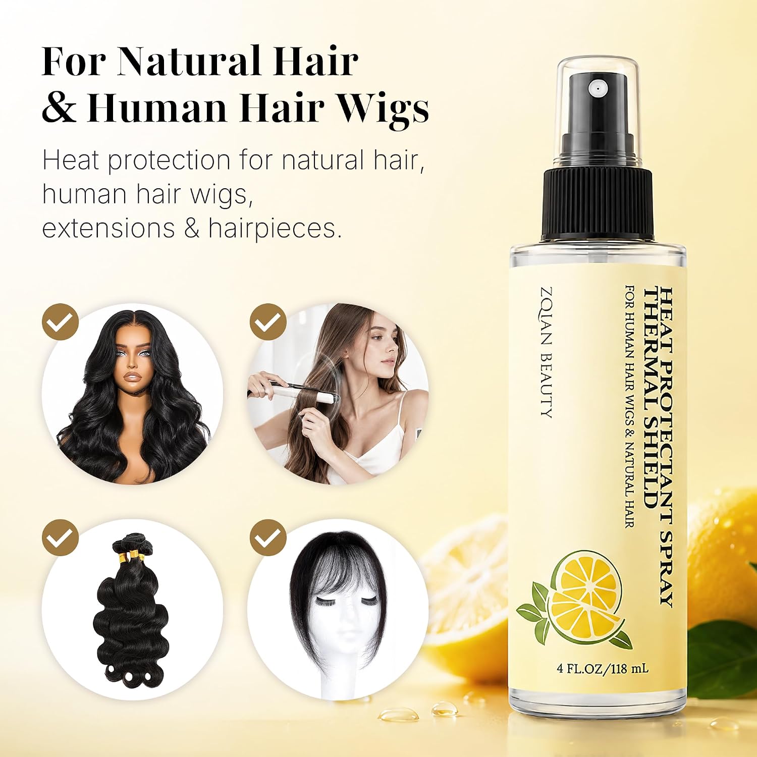 Heat Protection Spray for Natural Hair, Human Hair Wigs & Extensions