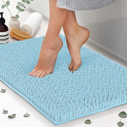 Miniatura 5 de Tapetes de baño de felpilla de 22 x 14 pulgadas, tapetes de baño absorbentes de felpa de secado rápido, suaves y lavables a máquina, alfombras