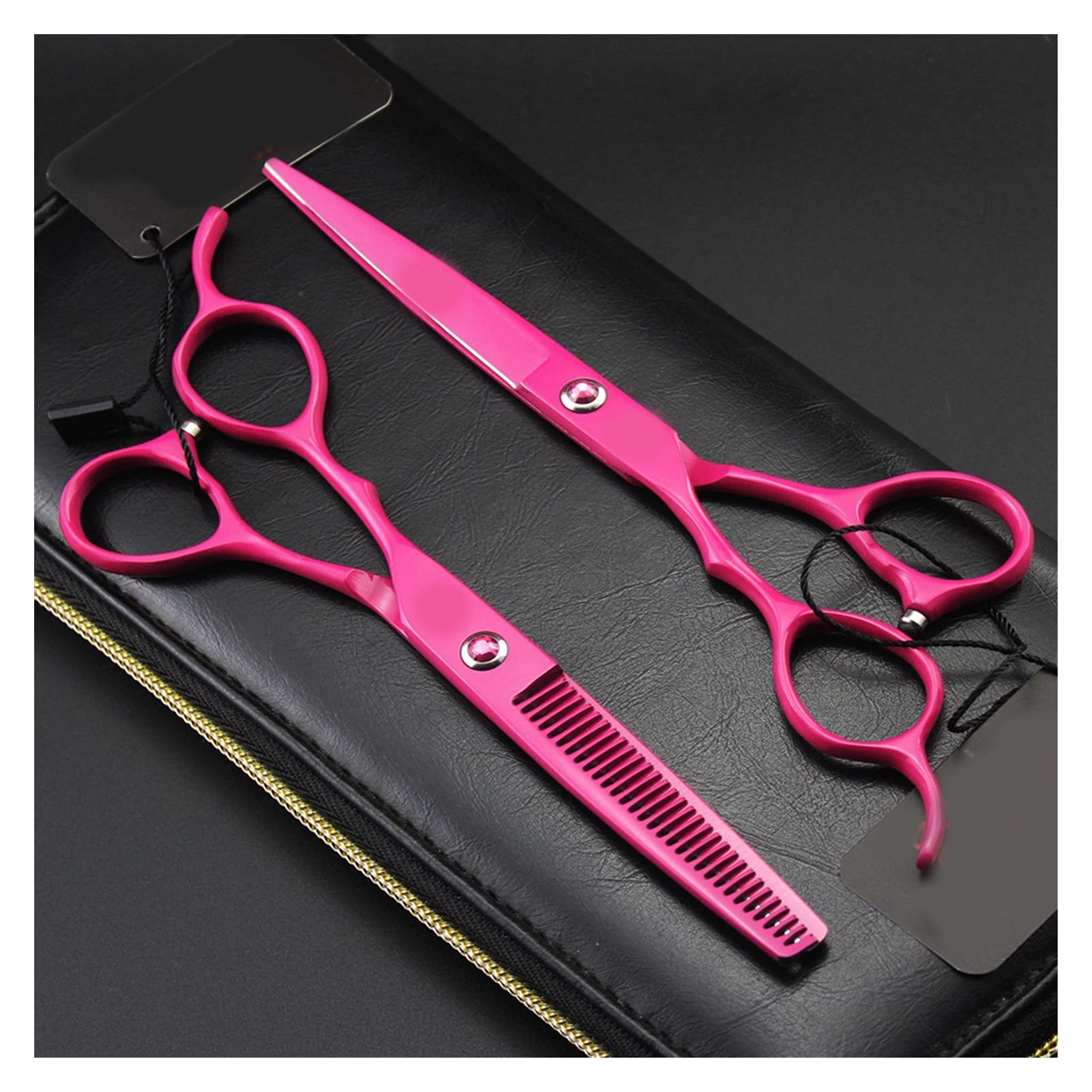 Tijeras de corte de cabello para mano izquierda de color rojo rosa de 6.0 pulgadas, tijeras de corte de cabello de peluquería profesional, tijeras de corte de cabello de peluquería