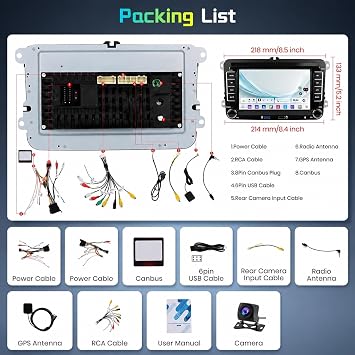 Android Car Stereo for Volkswagen VW Jetta Passat Golf Beetle Polo Tiguan for SEAT for Skoda with Wireless Carplay Android Auto, 7 Inch Touchscreen with GPS,Bluetooth,WiFi,FM/RDS,EQ,ASP,SWC