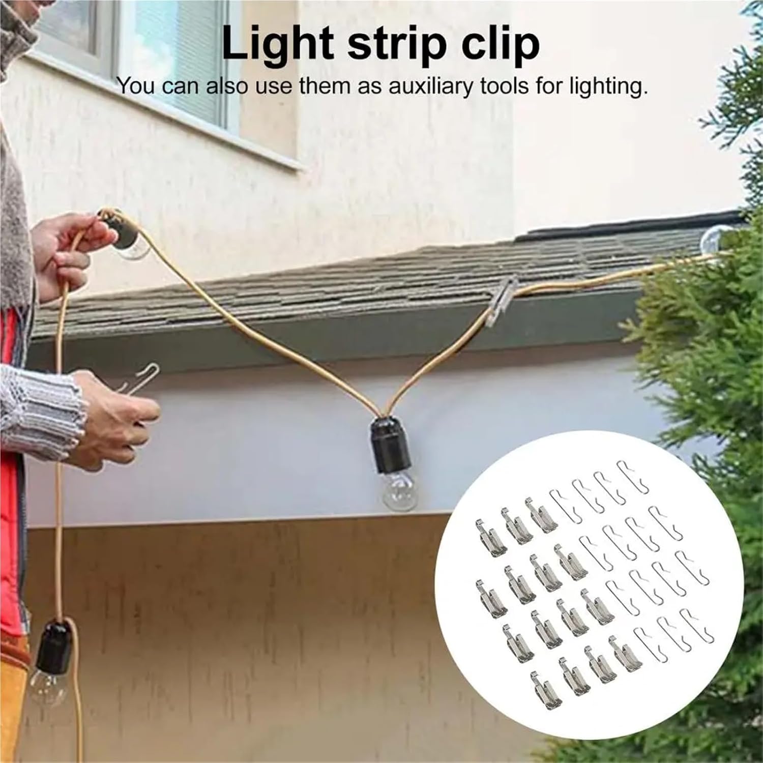 Christmas Light Clips 30Sets Quick-Setup Metal Light Brackets - Durable Outdoor Christmas Light Clips