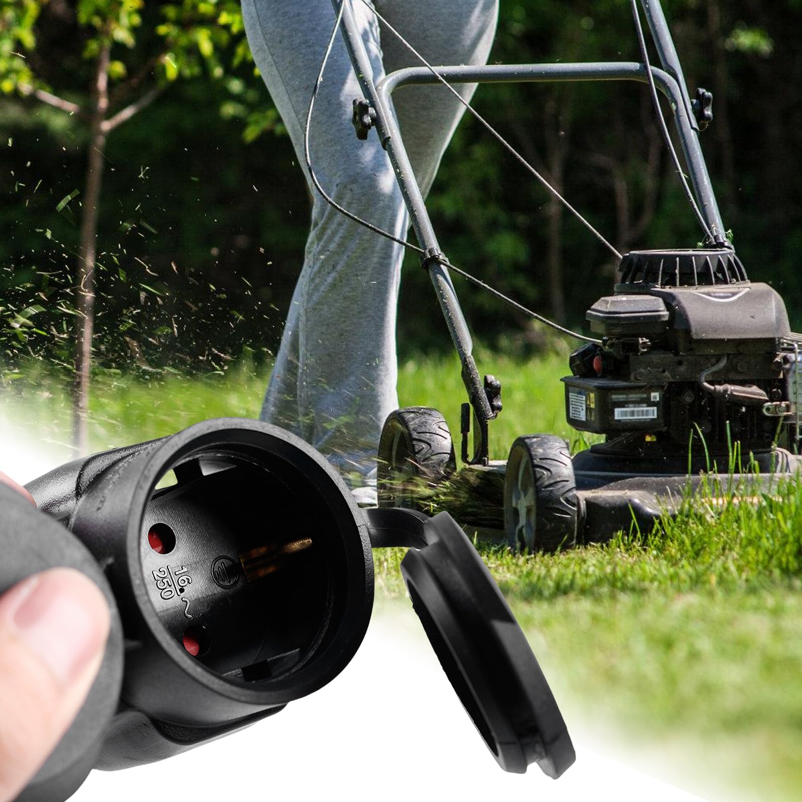 Cavo di prolunga per esterni, 3 m, doppio cavo di alimentazione, doppio connettore per presa, doppio connettore IP44 con 2 prese Schuko, cavo di alimentazione in gomma, 3500 W, per giardino/cantiere Cavo di prolunga per esterni, 3 m, doppio cavo di alimentazione, doppio connettore per presa, doppio connettore IP44 con 2 prese Schuko, cavo di alimentazione in gomma, 3500 W, per giardino/cantiere
