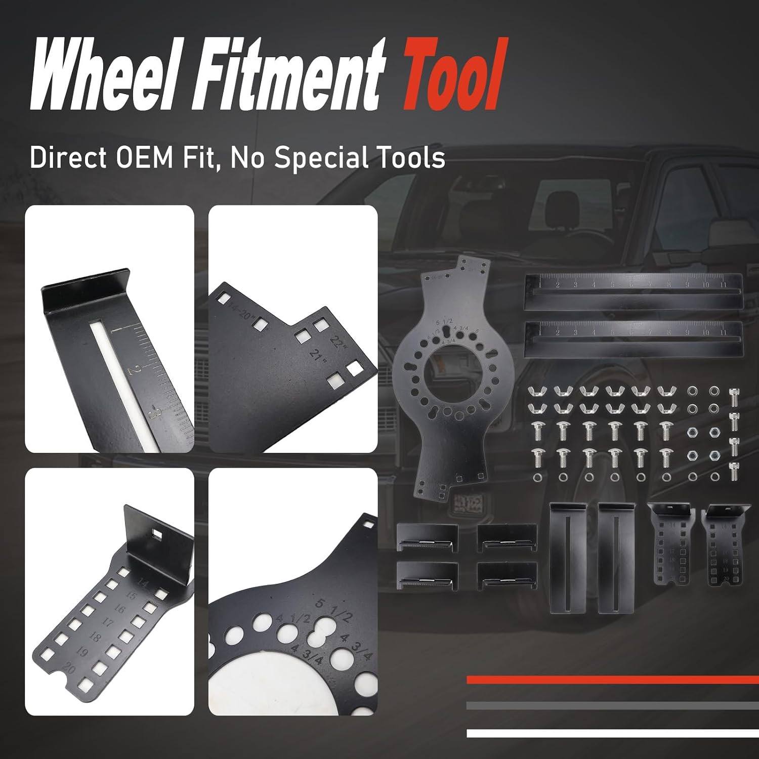 Wheel Fitment Tool Offset Measuring Mockup Tool 5 Lug Wheel Simulator | fit for 14-22 Rims 8-14 Tire Widths 2.5-11.5 Sidewalls 3-12 Clearance