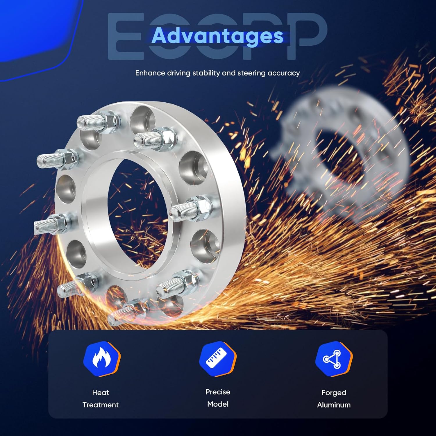 ECCPP 1.5 inch Hubcentric Wheel Spacers 8x180 to 8x180 Wheel Spacers Fit for Chevrolet Silverado 2500 for GMC Sierra 2500 HD with 14x1.5 124.1mm 4Pcs