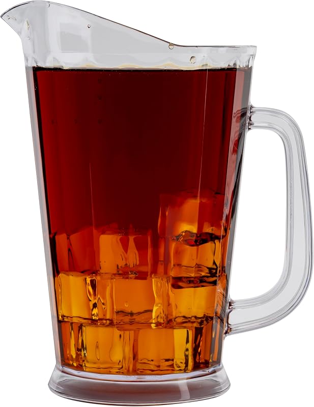 G.E.T. 60 oz Clear Plastic Pitcher with Handle | Dishwasher safe, BPA-free, Shatterproof, Easy pour spout, Restaurant service, Great for Water, Iced Tea, Lemonade and Juice