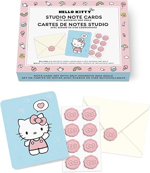 Studio Oh! Blank Note Cards with Envelopes and Wax Seals, Boxed Stationery Set, All Occasion Cards for Thank You Notes, Letters, Gifts and Keepsakes, Hello Kitty Classic Pink