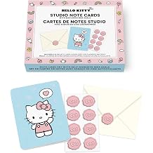 Studio Oh! Hello Kitty Classic Pink Note Cards & Envelopes Set, 8 Blank Greeting Cards with Wax Seals, 250 GSM Paper, Thank You Cards, Birthday Cards, Blank Cards and Envelopes, Reusable Box Set