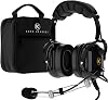 P1 General Aviation Headset for Pilot - Monaural, Passive Noise Reduction, Noise Cancelling Microphone, Acoustic Earcups, AUX Port, GA Dual Plug, Headset Bag