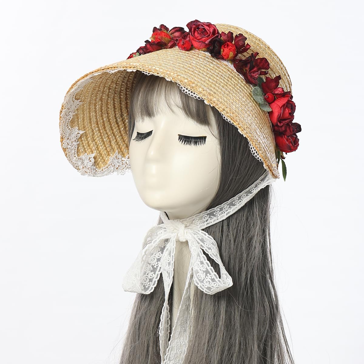 CAMDOM Women Tea Party Sun Hat Wide Brim Hat Roll up Cap Beach Hats Party Fancy Dress Accessories, Style-05