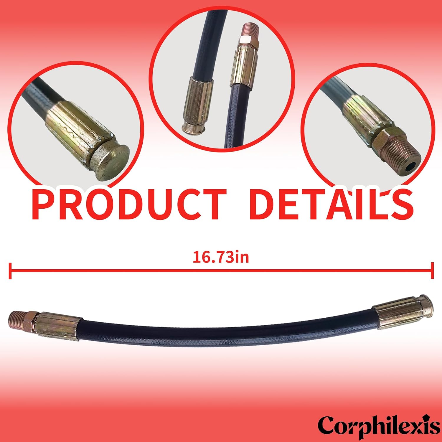 12 Inch Heavy Duty Pulse Power Washer Hose, 3000 PSI High Pressure Pulse Pressure Washer Hose, Replacement Vibration Hose Compatible with Excell Devilbiss XR VR Series XC XR2600 Pressure Washer Pump