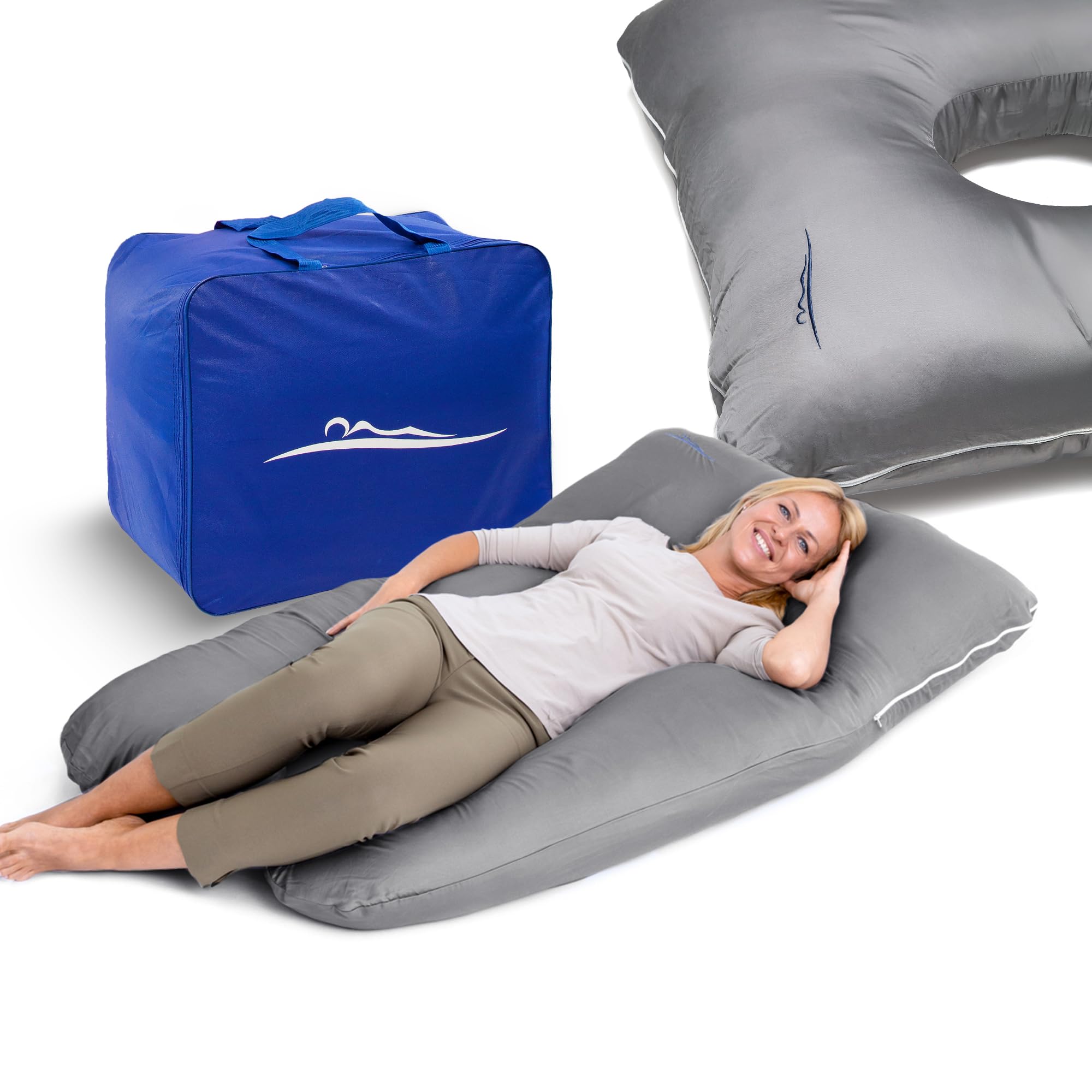 MKS Almohada para dormir de lado con funda | almohada cómoda (100 x 150 cm) | almohada para dormir de lado | almohada ergonómica premium refrescante (algodón (estándar) / blanco