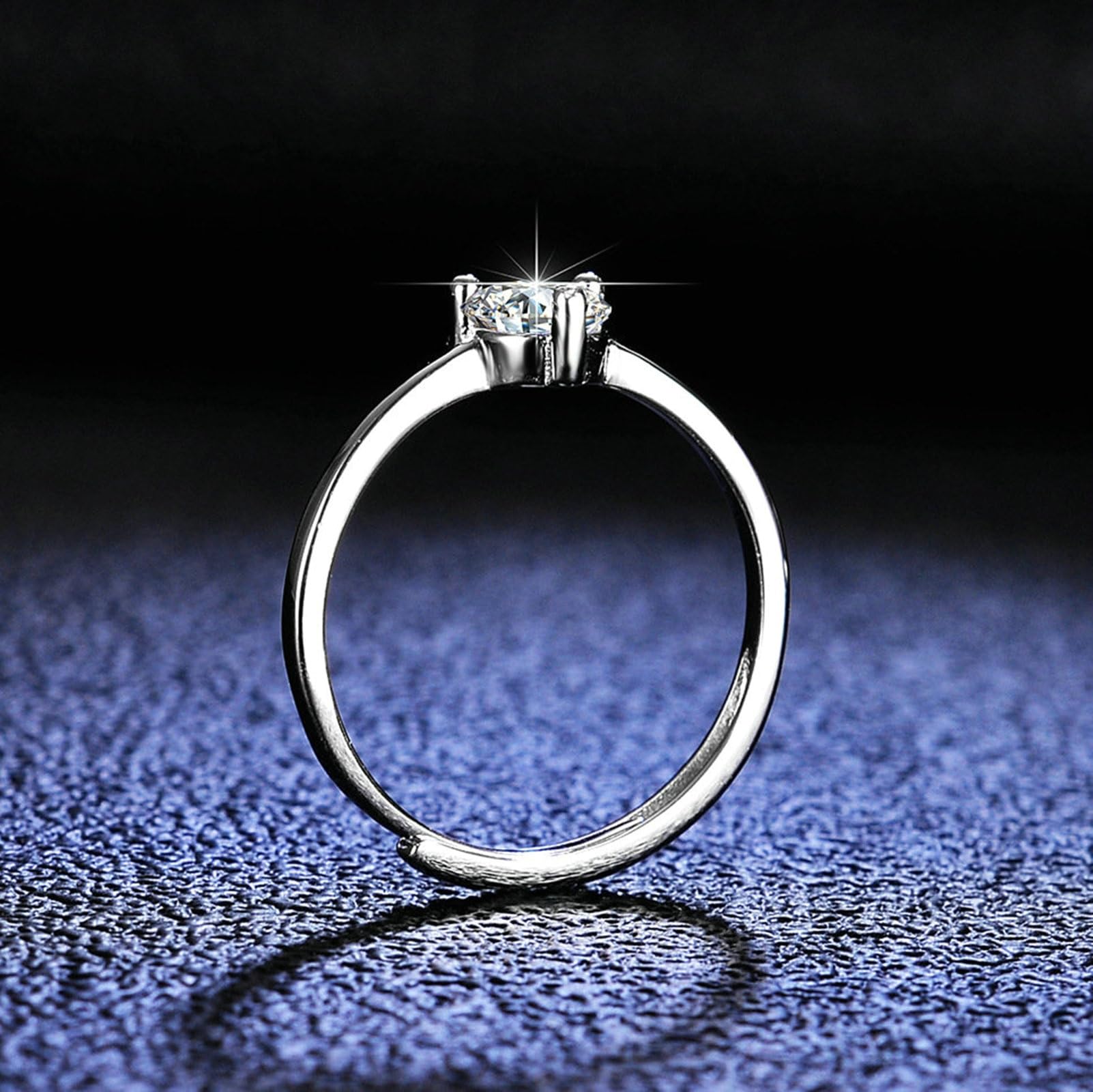 Anillo de compromiso para mujer de oro blanco y oro blanco con diamante cultivado en laboratorio de 0,5 ct