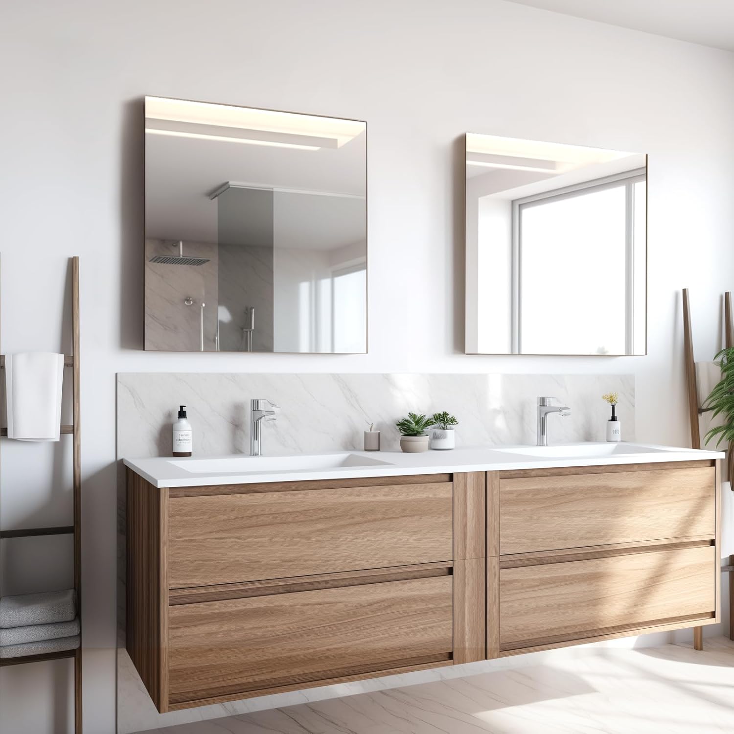 20x20 in Glass Wall Mirror for Bathroom Sink, 1Pcs HD Frameless Decorative Wall Mounted Mirror Tile for Bedroom, Vanity, Living Room, Entryway, Over Sink, Door, Home Gym, Wall Decor