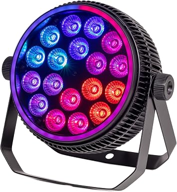 Colorkey Halo Par HEX 18P LED Par Light; 180W RGBWA+UV Par Can with Full Spectrum Color Mixing, Pixel Mapping and UHX Halo; Metal Housing