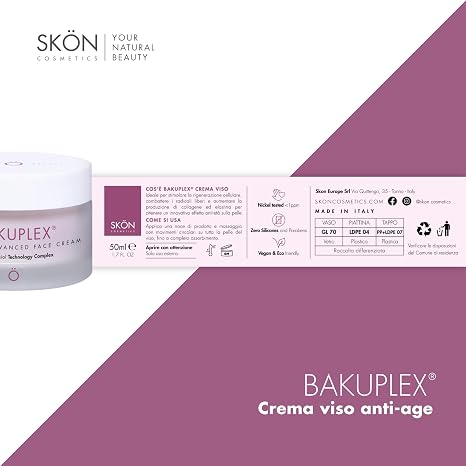 Skön Bakuplex Anti-Age Face Cream with Vitamin E Hyaluronic Acid and Bakuchiol Anti-Wrinkle Face Cream with Invigorating and Regenerating Effect Prevents the Formation of Wrinkles All