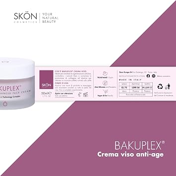 Skön Bakuplex Anti-Age Face Cream with Vitamin E Hyaluronic Acid and Bakuchiol Anti-Wrinkle Face Cream with Invigorating and Regenerating Effect Prevents the Formation of Wrinkles All
