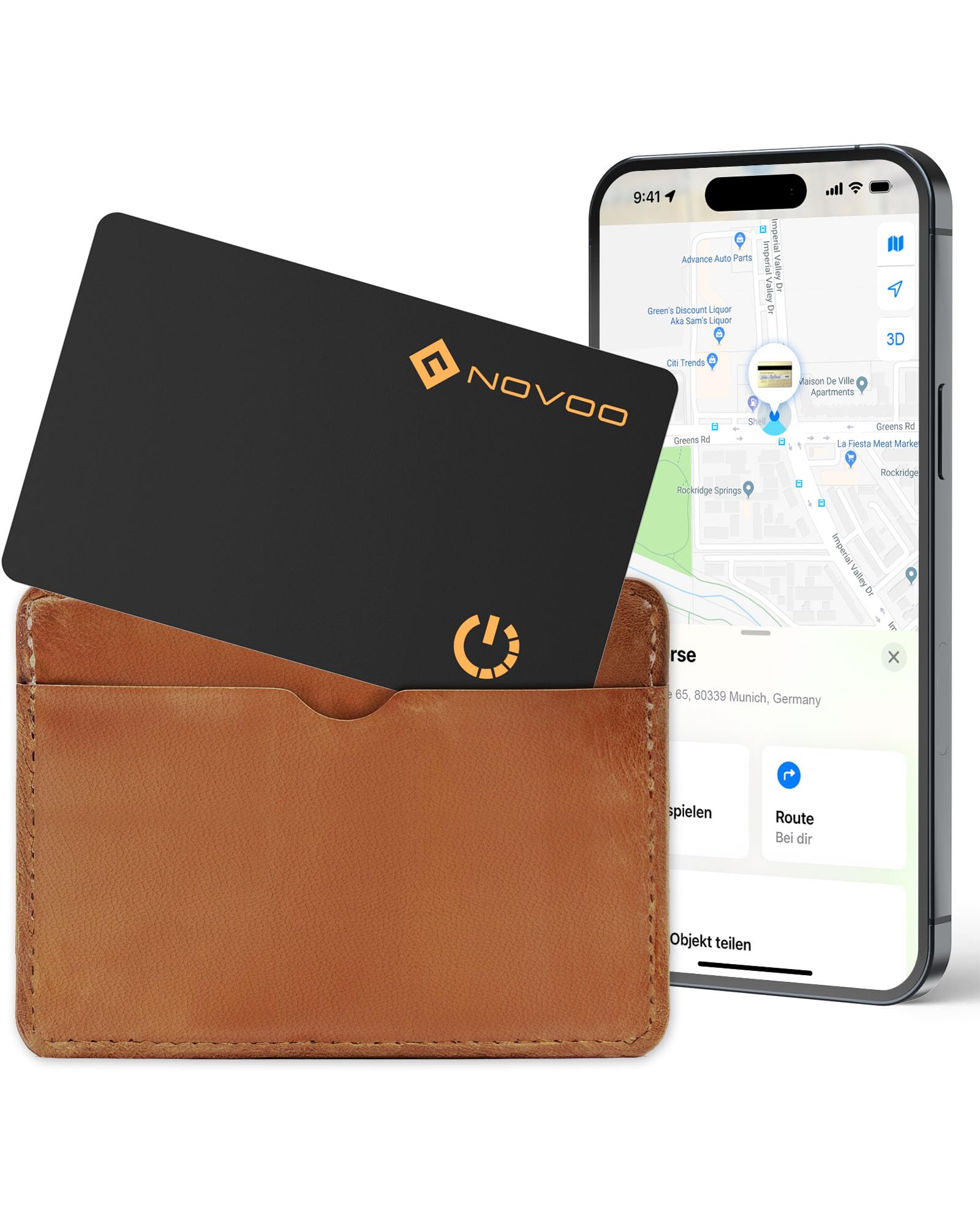 NOVOO Lokalizacja przedmiotów Air Tag 1,6 mm, smukły 6 lat, kompatybilny z aplikacją (tylko iOS), Bluetooth Tracker do portfela, etykiety bagażowej, paszport-BK