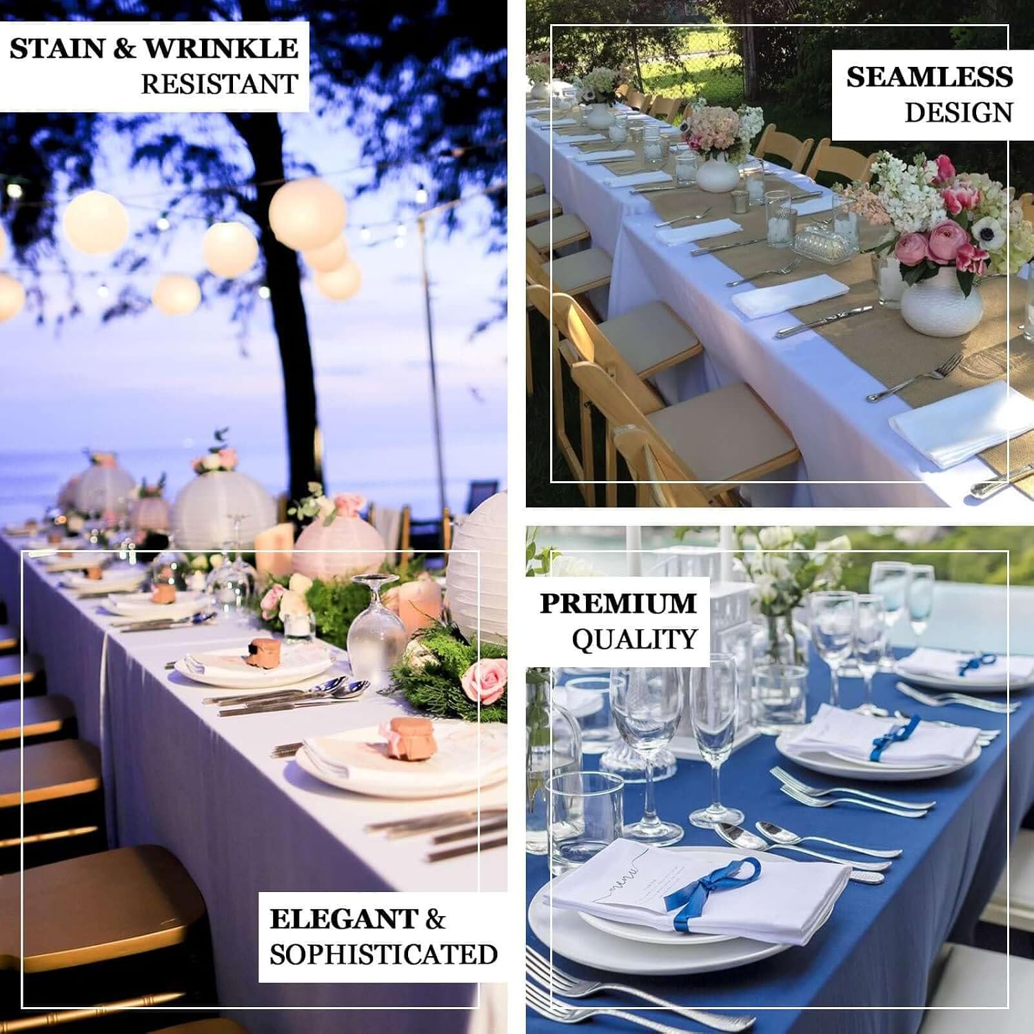 Efavormart Rectangle Tablecloth, 50"x120" Stain & Wrinkle Resistant Washable Table Cloth, Oblong Decorative Polyester Fabric Table Cover for Dining, Party, Wedding & Baby Shower- White