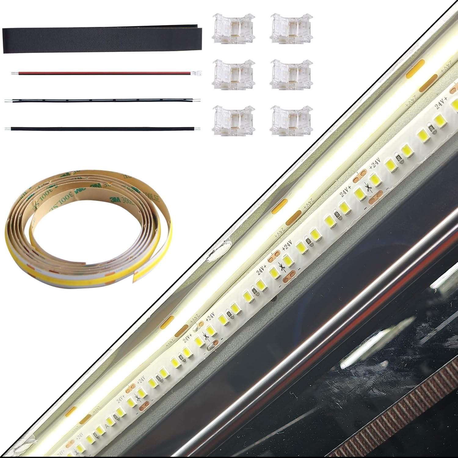 FYSETC Upgrade 24V COB Led Light Kit for Crealty K1 Max - Original Led Strip Light Replace: 1.3m Super Bright LED Lighting Bar Width 10mm Flexible Waterproof High Density Uniform Light 3D Printer Part