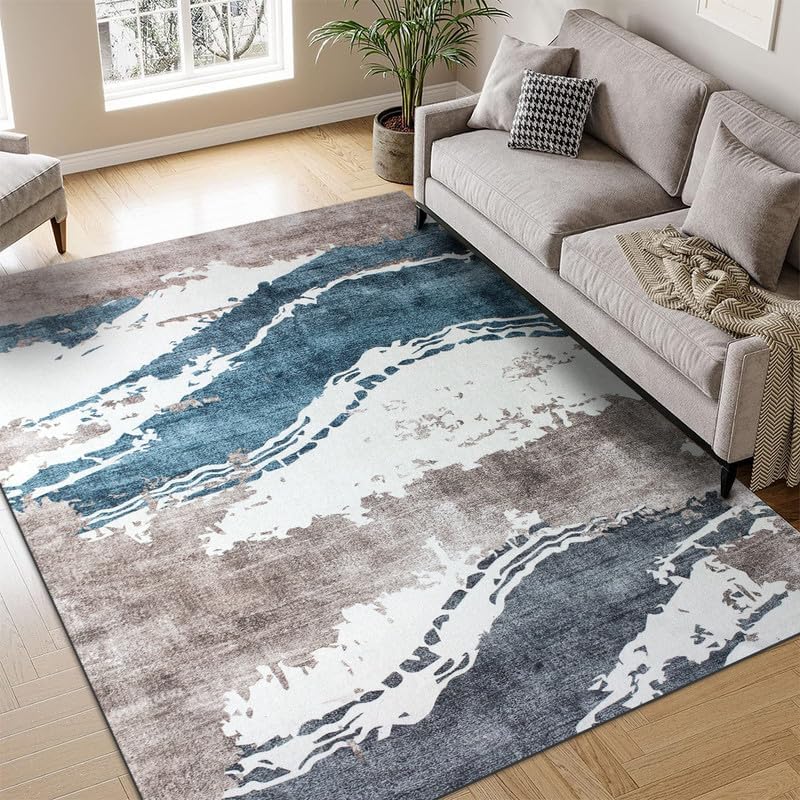 Modern Abstract Area Rug 2FTX6FT Custom Size, Low Pile Non-Slip Washable Runner Carpet for Living Room, Hallway, Bedroom, Dining Room, Multi-Purpose Floor Mat