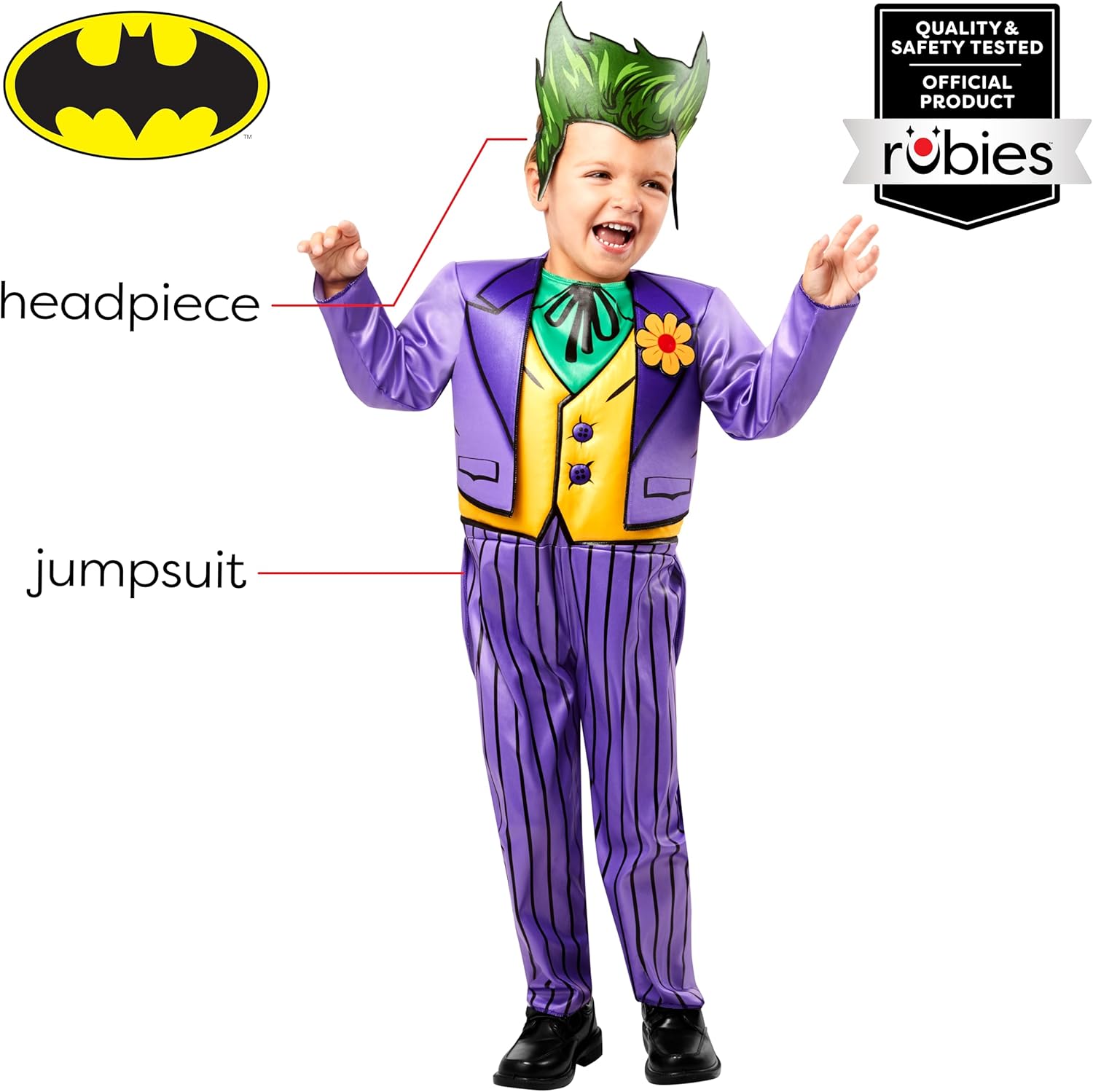 Rubies DC Comics Villains: The Joker Costume for Toddlers, Boy's 4T
