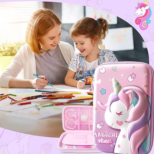 Miniatura 10 de JYPLKCMT Estuche para lápices de unicornio para niñas y niños, bonito estuche para lápices rosa, 3D EVA de gran capacidad, bonita bolsa para lápices