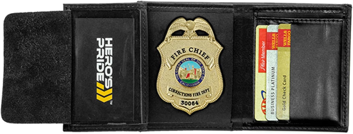 Hero's Pride Deluxe Tri-Fold Wallet, Recessed Badge Cutout, 7 Point Star, Fits Badge Size 2-3/4 x 2-3/4 (0010)