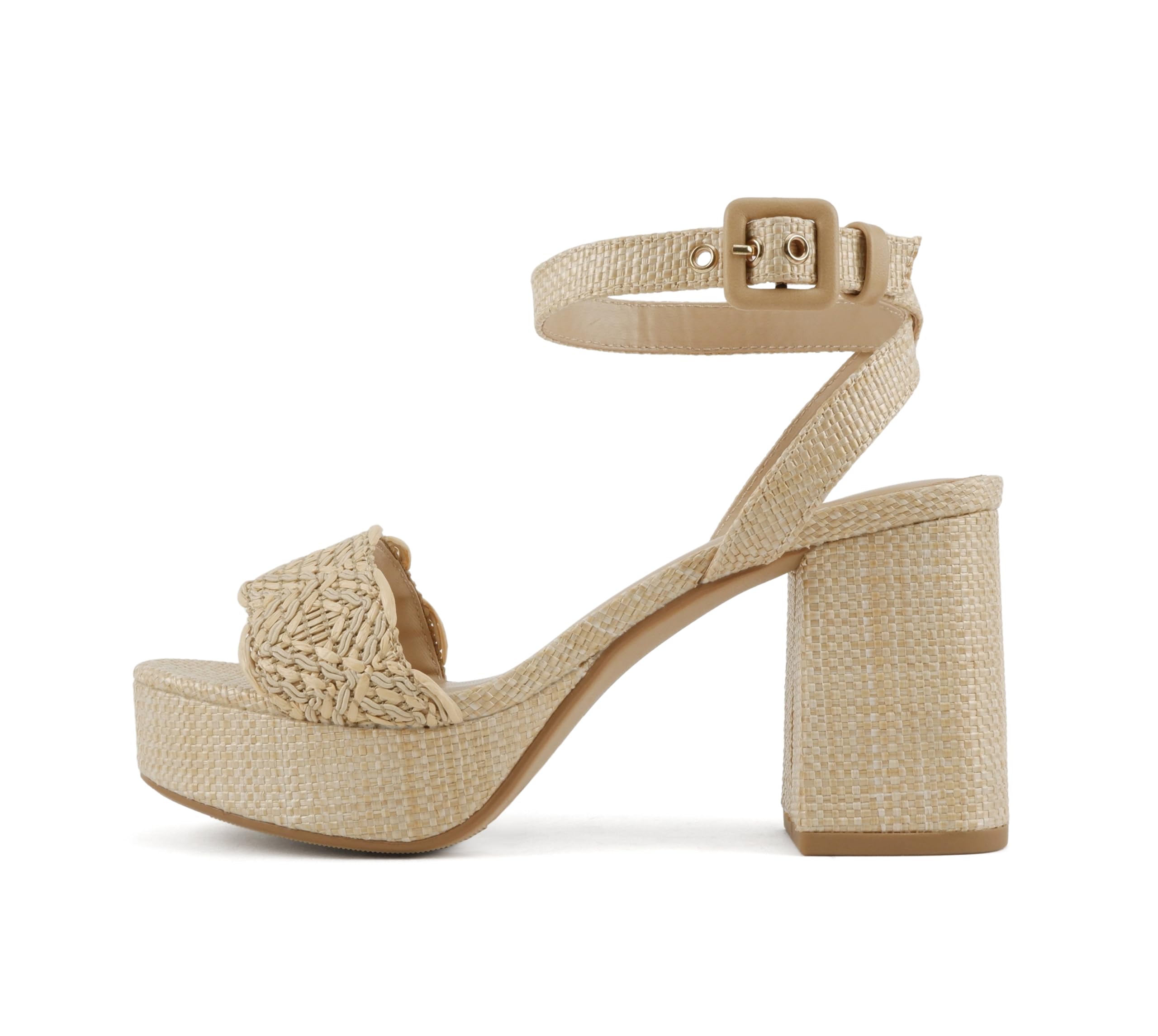 Soda “Snooze” ~ Women Round Toe Platform High Heeled Raffia Sandals