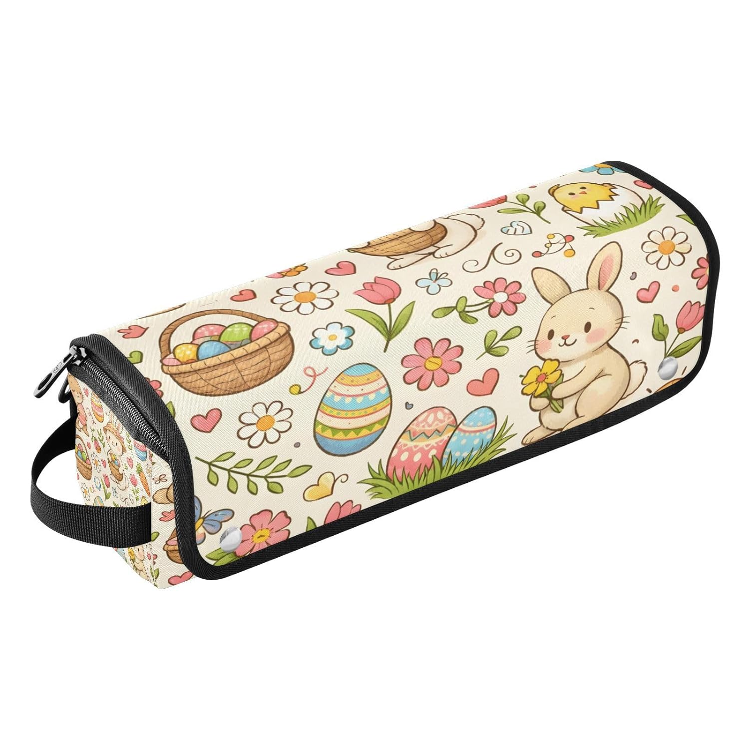 Lovely Easter Pattern Hair Tools Travel Bag Portable Hair Accessory Organizer with Heat Resistant Mat 2 in 1