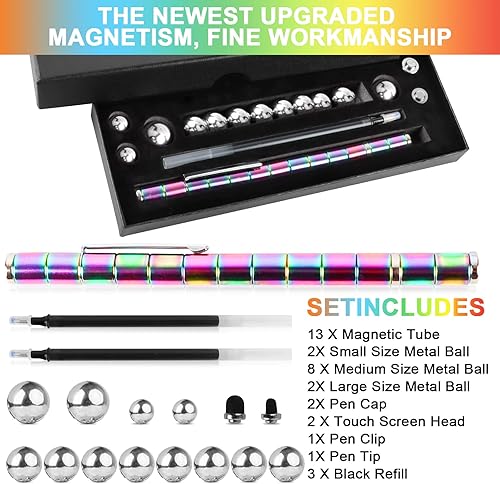 Miniatura 2 de Moonhua Juguete magnético para la ansiedad imán de arco iris juguete de escritura de metal para aliviar la ansiedad bolígrafo multifuncional de