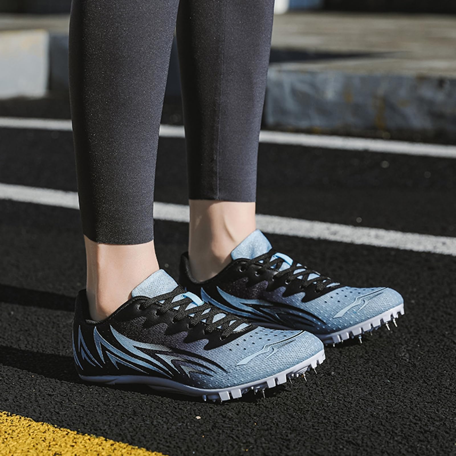 NGARY Zapatillas de Atletismo con 8 Clavos Hombre Zapatillas De Pista Y Campo Resistente Al Desgaste Antideslizantes para Sprint Running