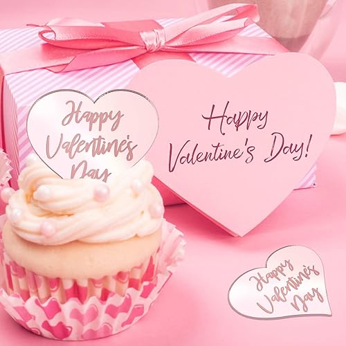 Miniatura 3 de URROMA Decoración para cupcakes de feliz día de San Valentín, 20 piezas de oro rosa con temática de amor dulce para el día de San Valentín para baby