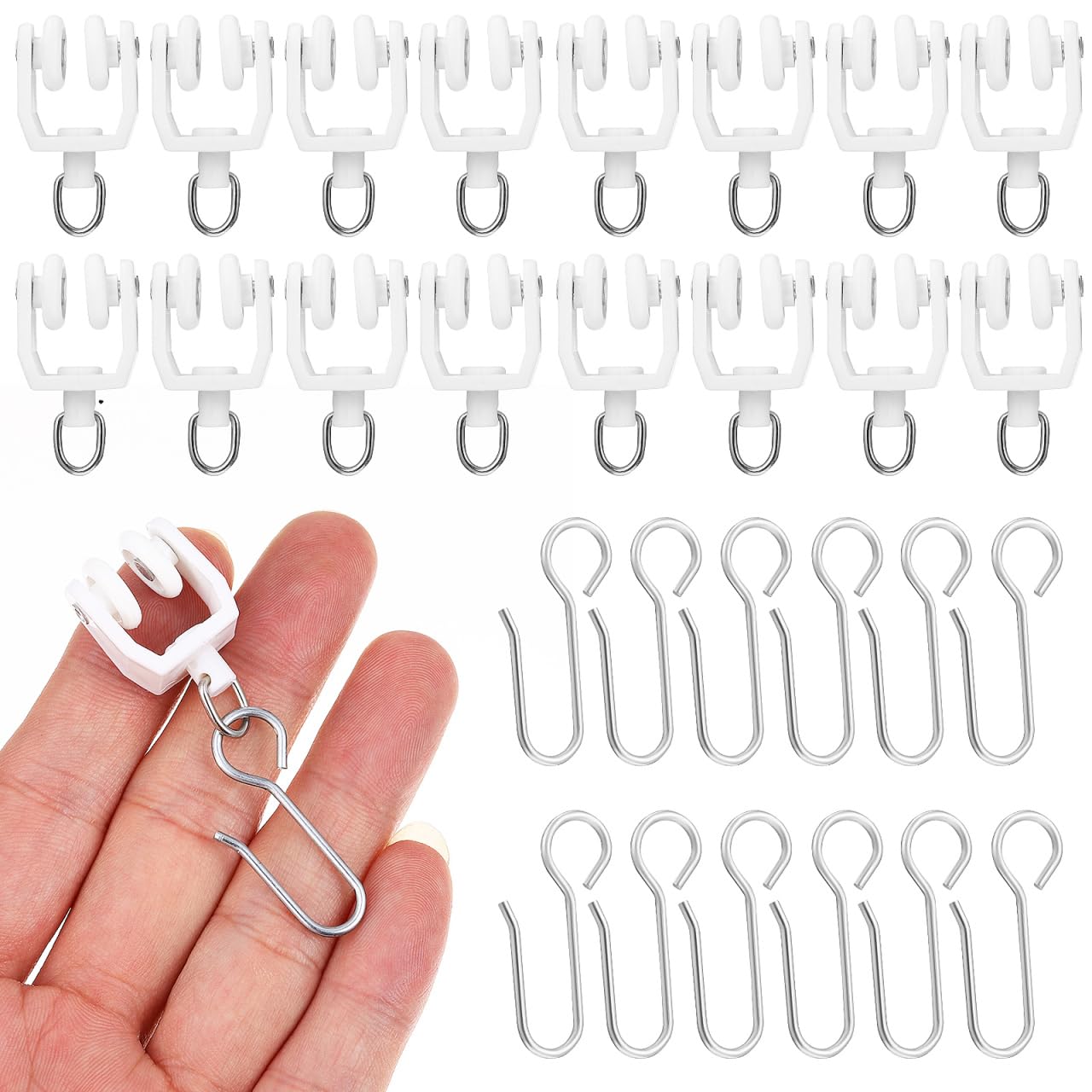 Crochets de rideau de douche lot de 30 rouleaux coulissants en plastique pour rail