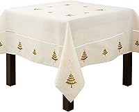 Vista 4 de SARO LIFESTYLE Nouel Collection - Camino de mesa bordado para árbol de Navidad, 16 x 72 pulgadas, natural