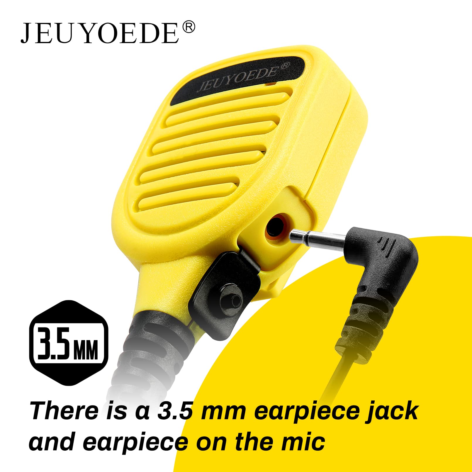 Micrófono de radio impermeable con control remoto, walkie talkie de mano, con conector de audio de 3,5 mm, compatible con Motorola XPR3300, XPR3300e, XPR3500, XPR3500e, color amarillo