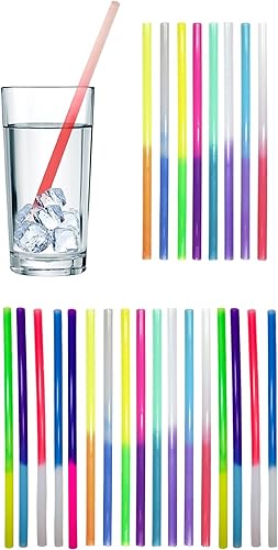 Pajitas reutilizables que cambian de color, paquete de 25 colores surtidos, reacciona a las temperaturas de las bebidas frías y cambia de color