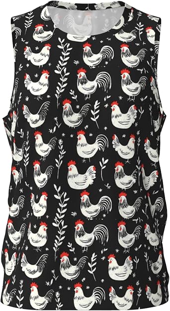 Laying Hens and Roosters Pattern Mens Basketball Jerseys Lightweight Rec Tanks Athletic Uniforms