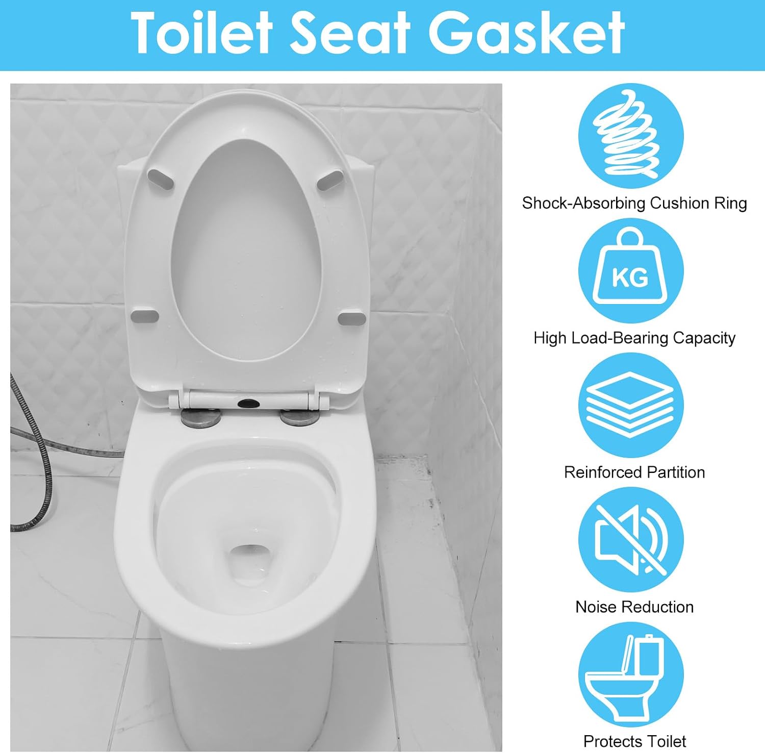 12 Pcs Toilet Seat Bumpers - Universal Bumpers for Toilet Seat - Strong Adhesive Rubber Bumper Pads Replacement for Families, Hotels, School
