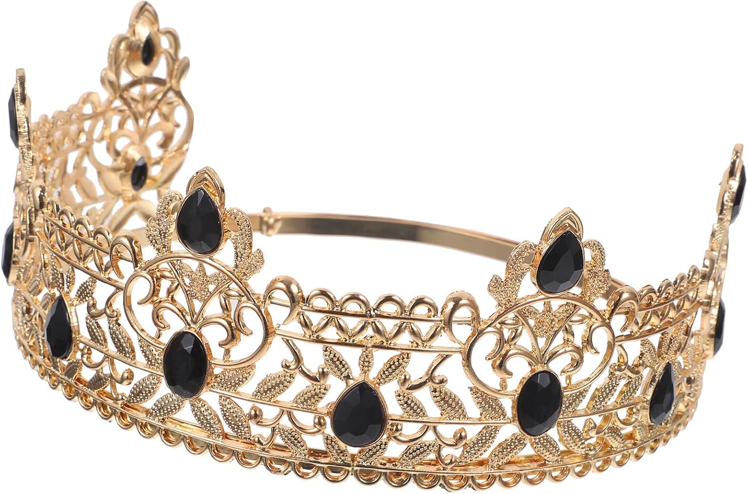 SECFOU Men’s King Crown for Cosplay and Wedding, Baroque Style Alloy Prince Hair Circlet in Gold and Black, Costume Accessory for Prom and Birthday