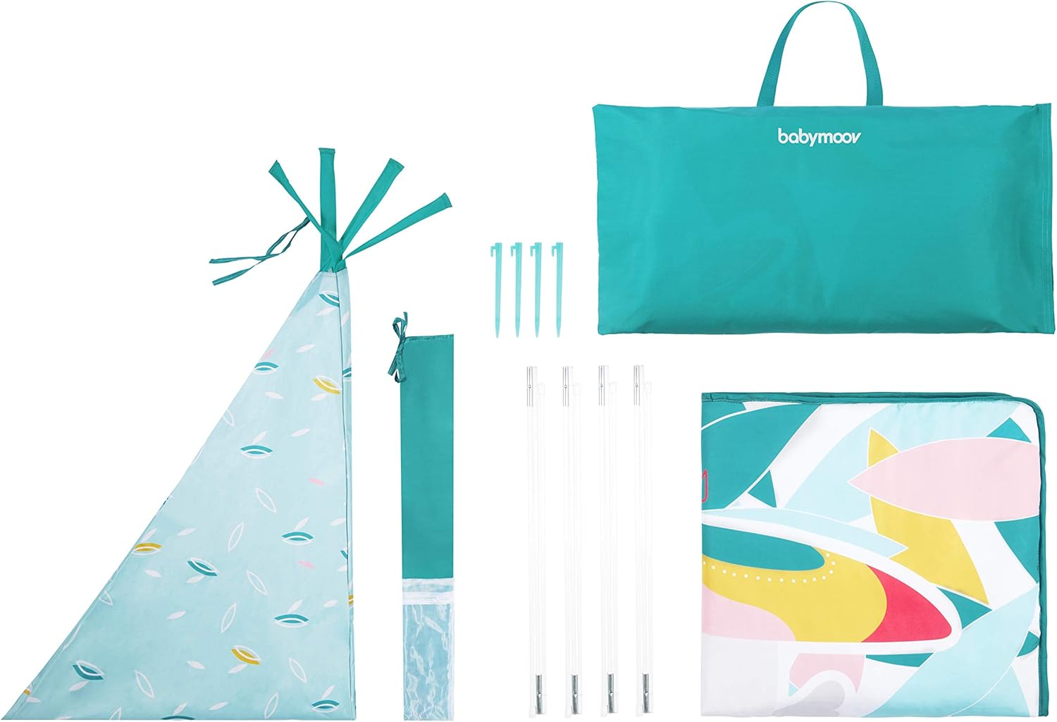 Babymoov Indoor & Outdoor Tipi | Teepee Tent for Kids with Play Mat, Carrying Bag & Pegs Included