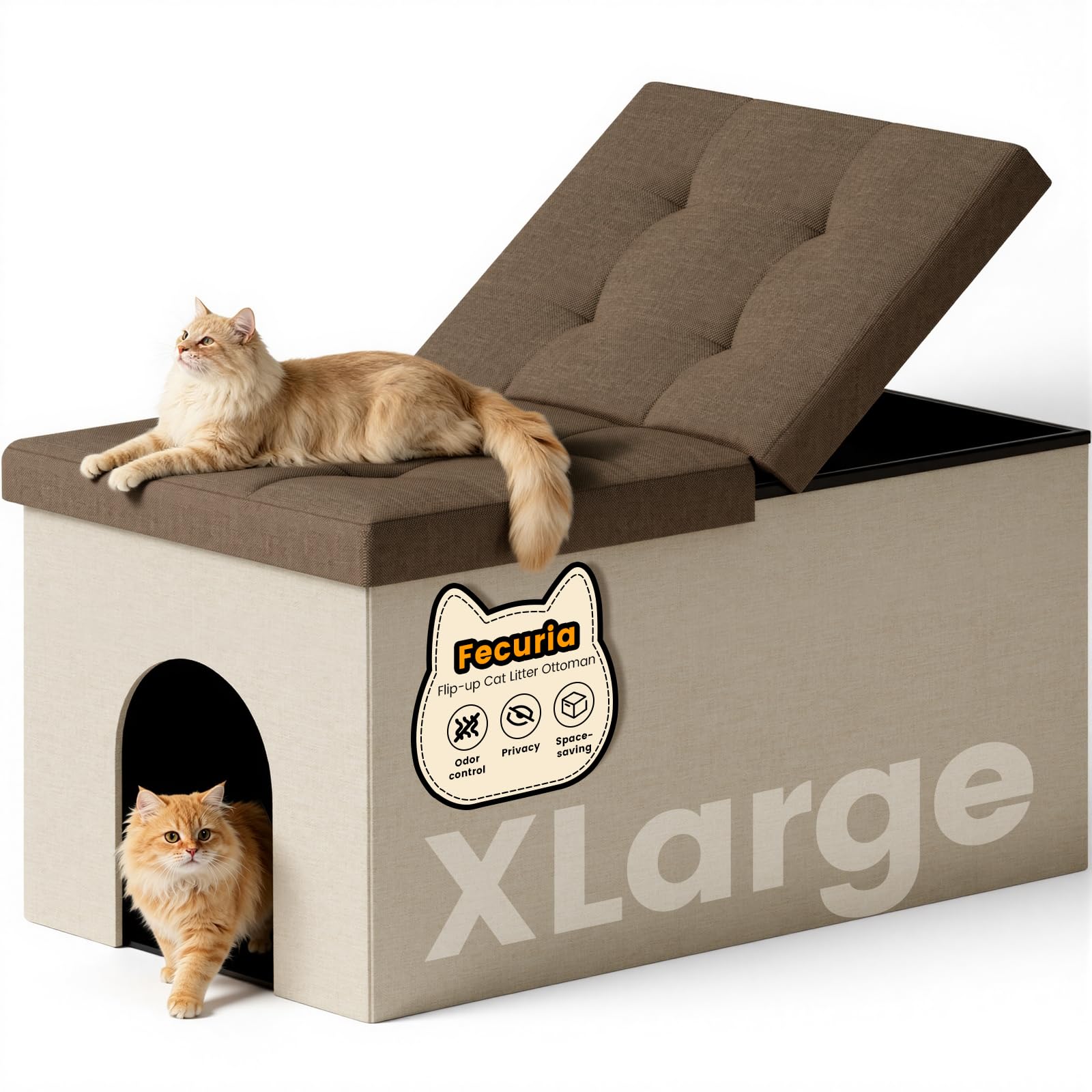 Stylish Cat Litter Box Enclosure - Dark Grey -18