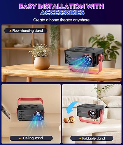 Miniatura 7 de Mini proyector, 2025 actualizado Full HD 1080P proyector de video, proyector de película pequeña portátil, compatible con iOSAndroidWindowsTV