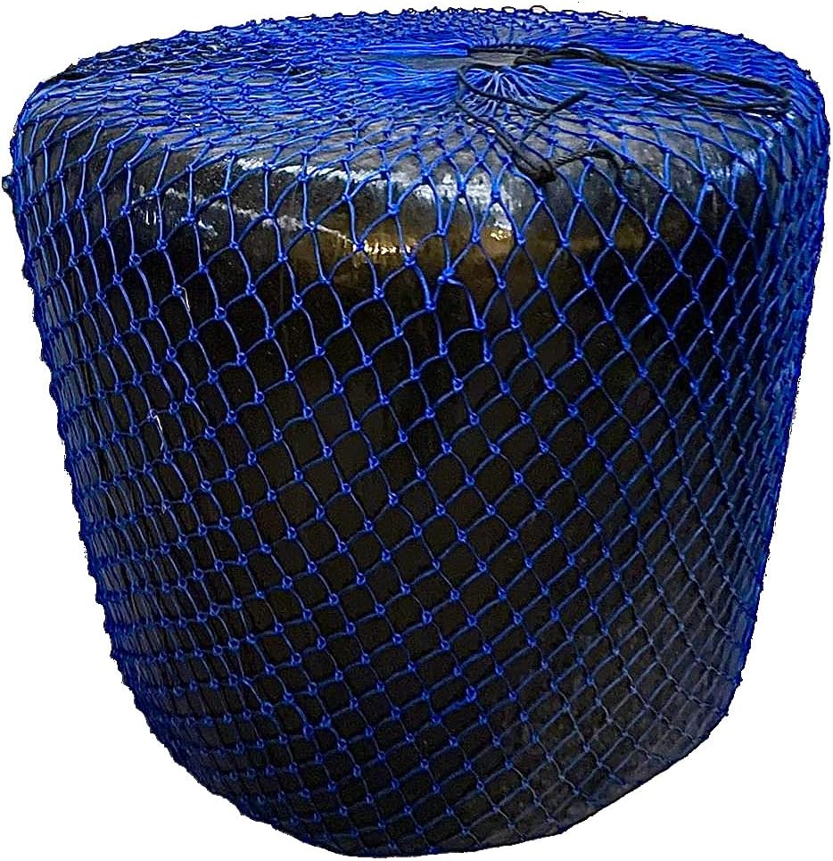 Round Bale Hay Net for Horses, Fits 4-ft Round Bales, 2" Slow-Feeder Mesh, Heavy-Duty Nylon with Drawstring — Field Hay Net to Reduce Hay Waste, 5 ft x 4 ft