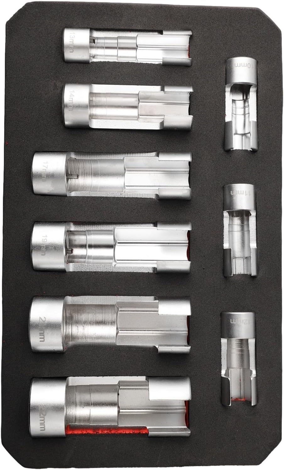 9pcs 10-22mm 1/4 3/8 1/2 Diesel Injector Fuel Line Socket Wrench Set Union Nut Socket Multi Purpose Fuel Line Socket Set For Difficult Access