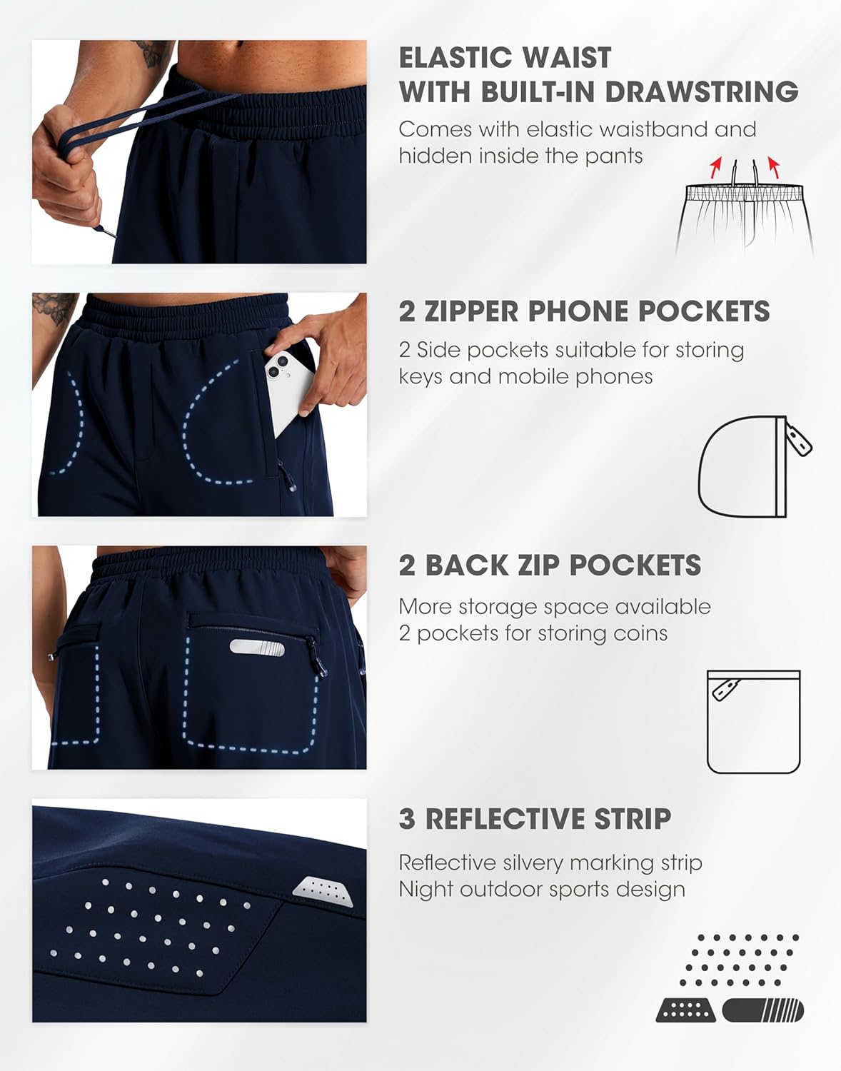 Men's Fleece Joggers Athletic Winter Warm Sweatpants Workout Gym Running Active Track Pants