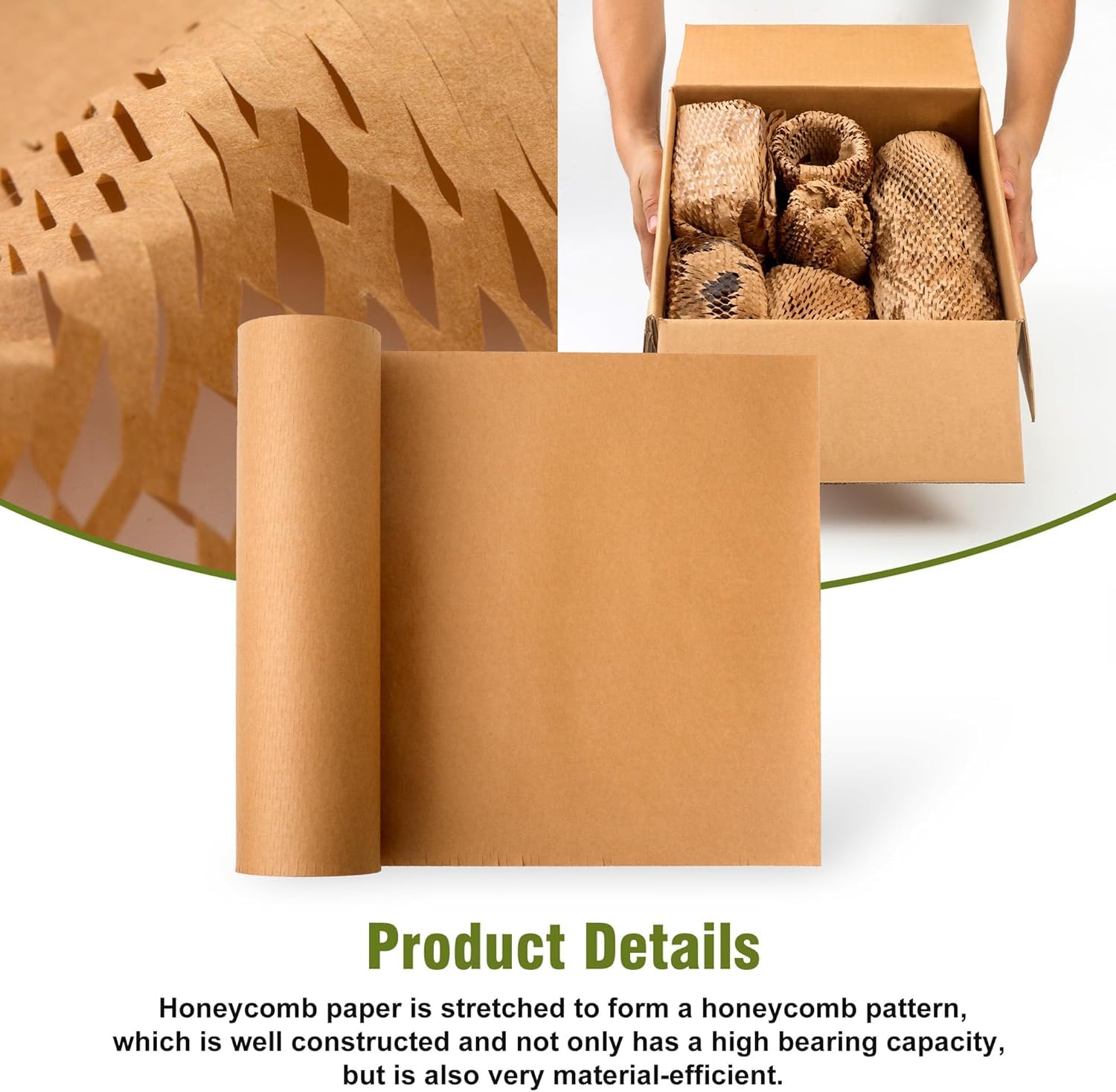 Luftpolsterfolie, 38,1 x 50,8 m, zum Umziehen, Schutzrolle, recycelbar und biologisch abbaubar, Polsterung, Verpackungsmaterial, umweltfreundliche Verpackung