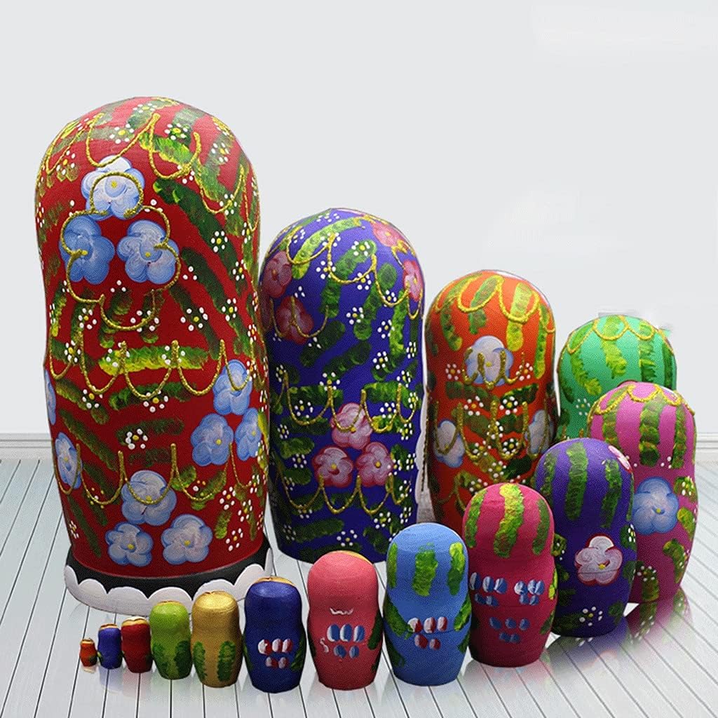 15-Piece Russian Nesting Dollsdoll Souvenir Cute Matryoshka Painting Craft Nesting Doll Hand-Painted Pattern Creative Gift (Color : A)