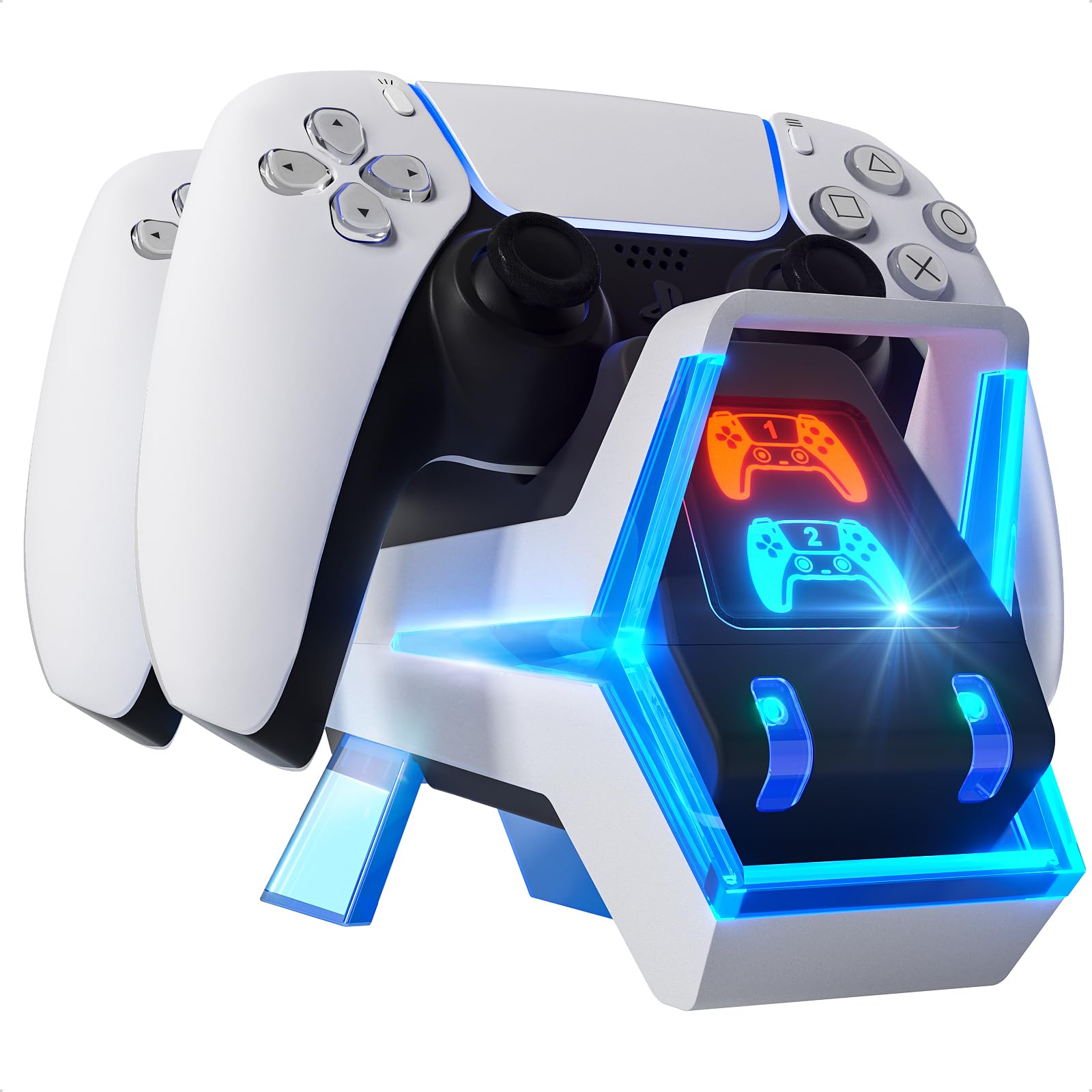 PS5 Controller Charger Station, PS5 Charging Station with Fast Charging, Electronic Dog Style Dual Playstation5 Charger Station Accessories with LED Indicator (Blue)