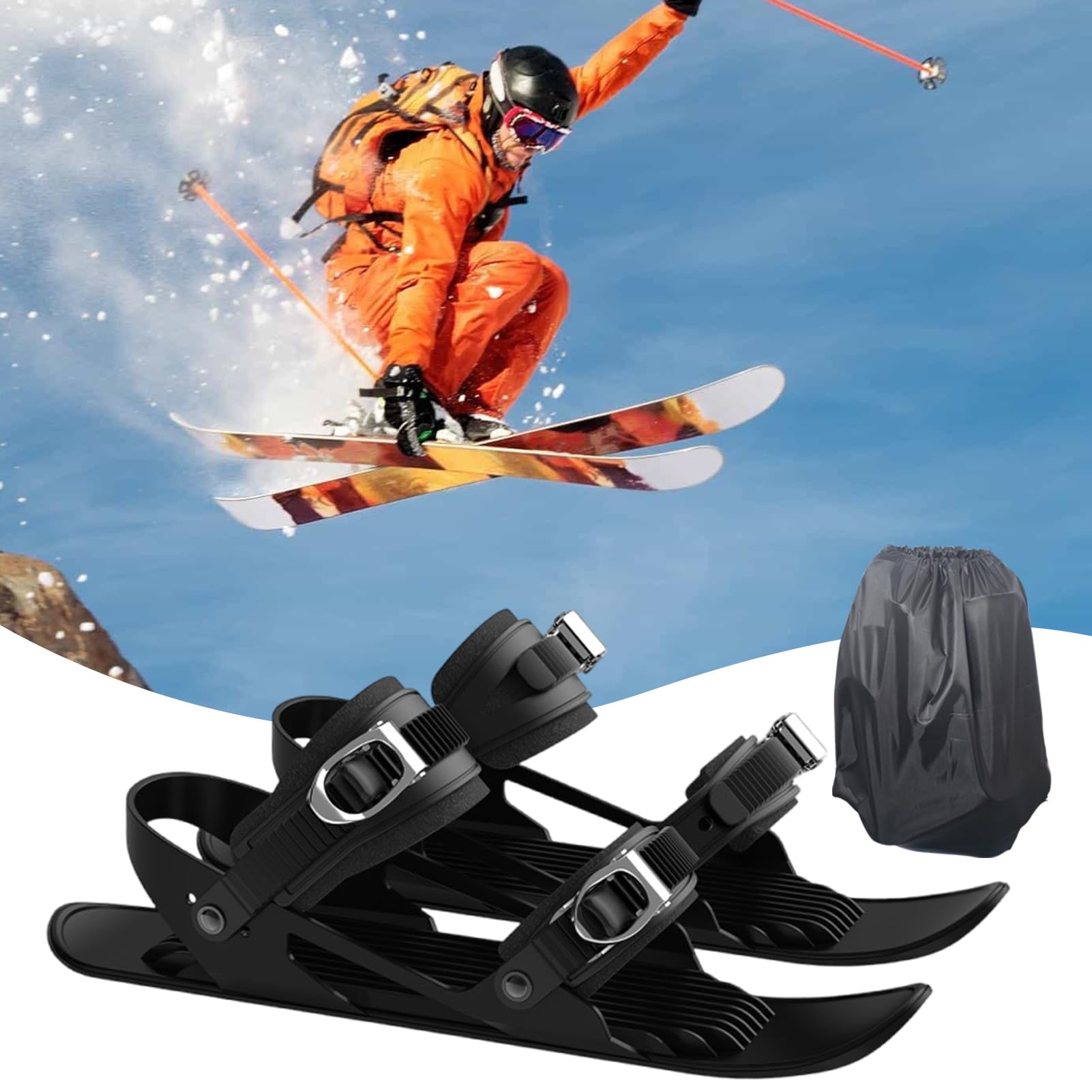 Kurze Ski, Schneeschuhe für Herren | Schlittschuhe den Schnee | Kompaktes Skizubehör, multifunktionale, verstellbare Skiwerkzeuge, leichte, rutschfeste Schneefüße Männer, Frauen, Jugendlich