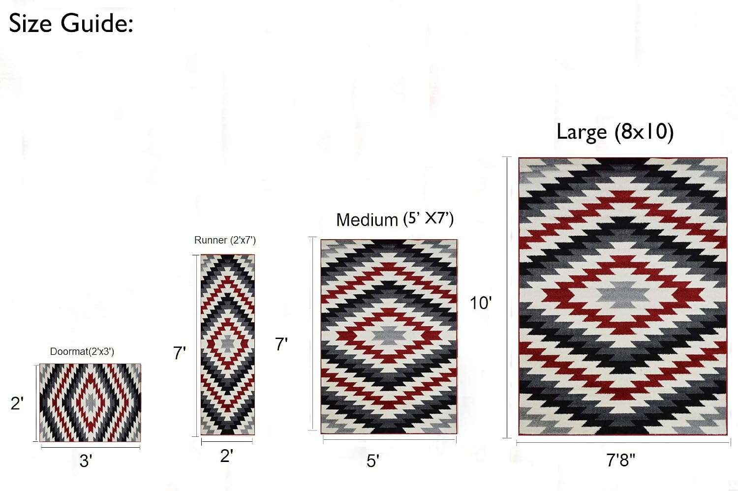 HR Southwestern Rug Navajo Native American Inspired Modern Faded Tribal Floorcover Area Rug 5x7 Red Gray Black and White